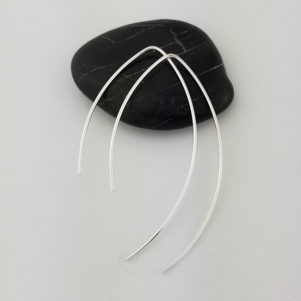 2 inch Arch threader earrings in 925 sterling silver, handmade earrings - Picture 2 of 6